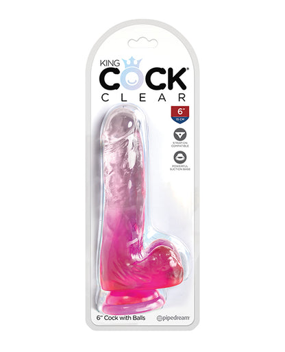 King Cock: 6" Clear Dildo with Balls