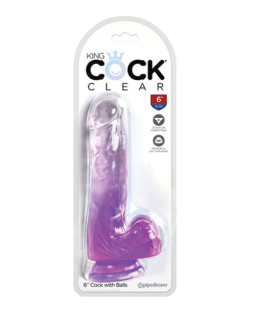 King Cock: 6" Clear Dildo with Balls