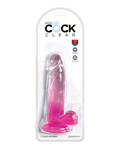 King Cock: 7" Clear Dildo with Balls