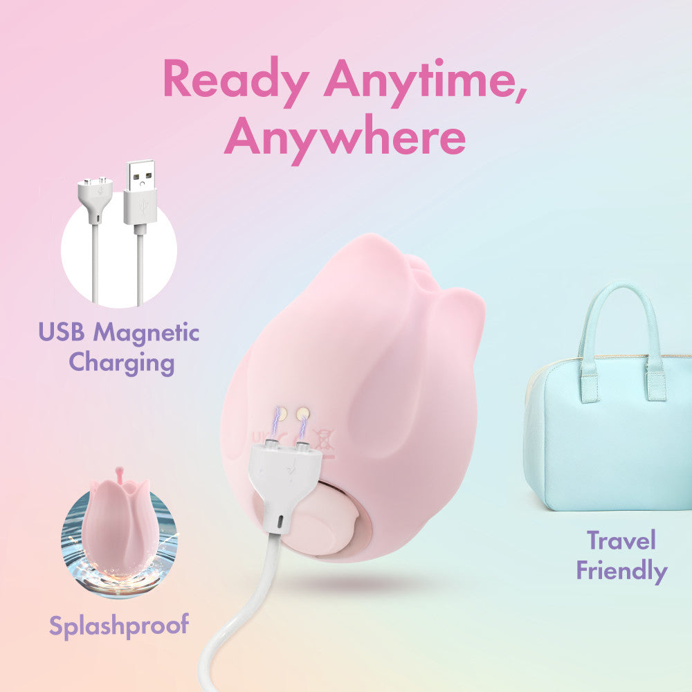 Pink rosebud silicone vibrator with 10 modes, 3 textured attachments, splashproof, USB rechargeable, and perfect for clitoral and nipple play.

Rose vibrator, silicone rose vibrator, rosebud attachments, clitoral stimulation, nipple stimulation, 10 vibration modes, USB rechargeable vibrator, splashproof massager, body-safe silicone, discreet vibrator, travel-friendly vibrator