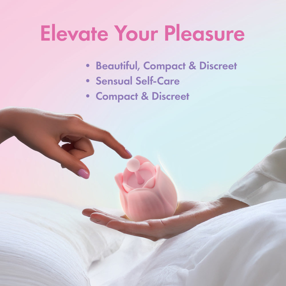Pink rosebud silicone vibrator with 10 modes, 3 textured attachments, splashproof, USB rechargeable, and perfect for clitoral and nipple play.

Rose vibrator, silicone rose vibrator, rosebud attachments, clitoral stimulation, nipple stimulation, 10 vibration modes, USB rechargeable vibrator, splashproof massager, body-safe silicone, discreet vibrator, travel-friendly vibrator