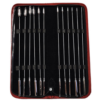Rosebud Urethral Sound Kit, beginner urethral sounds, stainless steel urethral sounds, urethral play kit, 12-piece urethral set, surgical-grade stainless steel sounds, smooth tip urethral sounds, lubricant-safe sounds, graduated urethral sounds, beginner urethral exploration, urethral sound kit for beginners, easy-clean urethral toys, progressive size urethral sounds, durable urethral play kit