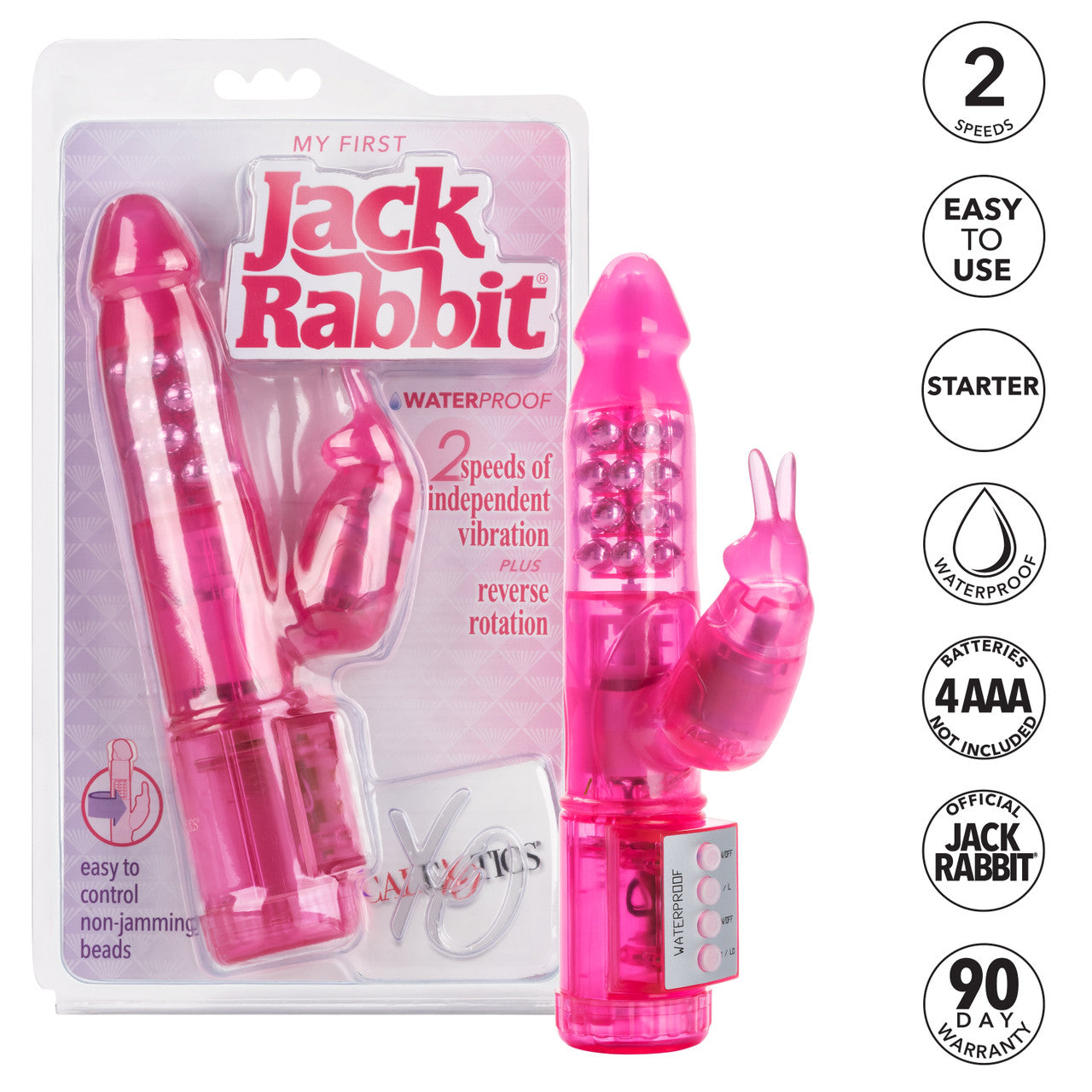 My First Jack Rabbit vibrator with reversible rotation, clitoral bunny ears, waterproof design, and soft TPE material, available in pink or purple.
beginner rabbit vibrator, pink vibrator, purple vibrator, clitoral bunny ears, reversible rotation vibrator, multi-speed vibration, waterproof sex toy, soft TPE material, beginner-friendly vibrator, clitoral stimulation, sensual play toy