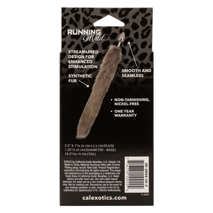 Running Wild Faux Fur Tail and Metallic Anal Plug back package non tarnishing nickel free