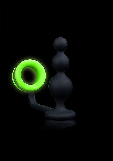 Ouch!: Glow in the Dark Beaded Butt Plug with Cock Ring