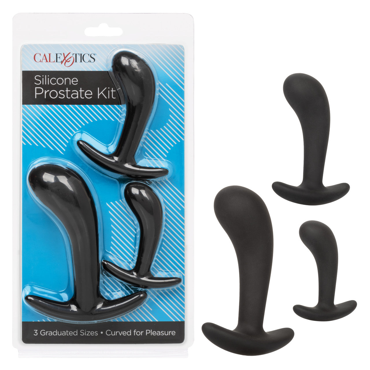Silicone Prostate Kit with the package 3 graduated sizes curved for pleasure