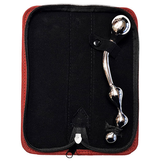 Stainless steel probe designed for prostate and G-spot stimulation, featuring four graduated balls and a curved shaft for intense, targeted sensations.


