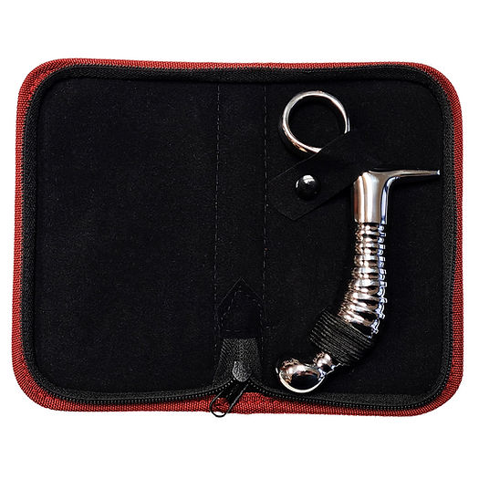 Stainless steel ribbed anal plug with handle, 4 inches in length, 1 inch wide, designed for added stimulation and control during intimate play.

