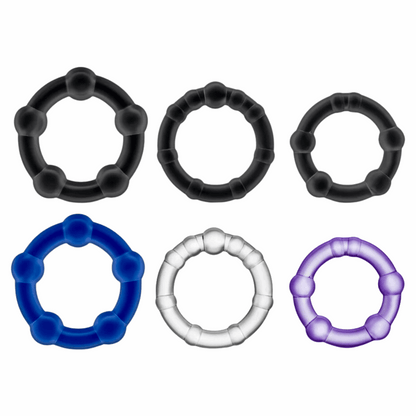 Stay Hard Beaded Cock Ring Set with 3 stretchy rings for bigger, harder erections and delayed ejaculation.
Keywords: Stay Hard Beaded Cock Rings, stretchy cock rings, erection enhancer, stamina rings, body-safe TPE rings, phthalate-free cock rings, versatile cock ring set, Blush rings, bigger harder erections, reusable cock rings.