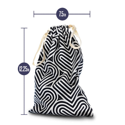 Stylish lint-free cotton toy storage bag with drawstring tie closure, perfect for discreet storage and easy cleaning.
Keywords: toy storage bag, cotton storage bag, lint-free bag, drawstring closure, machine washable, soft cotton bag, discreet toy storage, 7.5" x 12.25" bag, stylish storage bag, tumble-dry safe