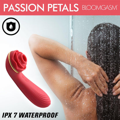 Suction rose vibrator with 10 suction levels, vibrating textured shaft, 3 speeds, 7 patterns, waterproof, rechargeable, body-safe silicone.

rose vibrator, clitoral suction vibrator, textured shaft vibrator, 10 suction levels, vibrating rosebud toy, waterproof silicone vibrator, rechargeable rose vibrator, body-safe silicone, rose clit stimulator, air-stim technology toy.