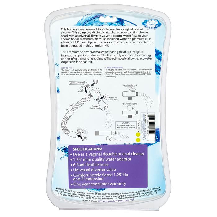 Cloud 9: Fresh + Premium Shower Enema Kit with Diverter and Tips