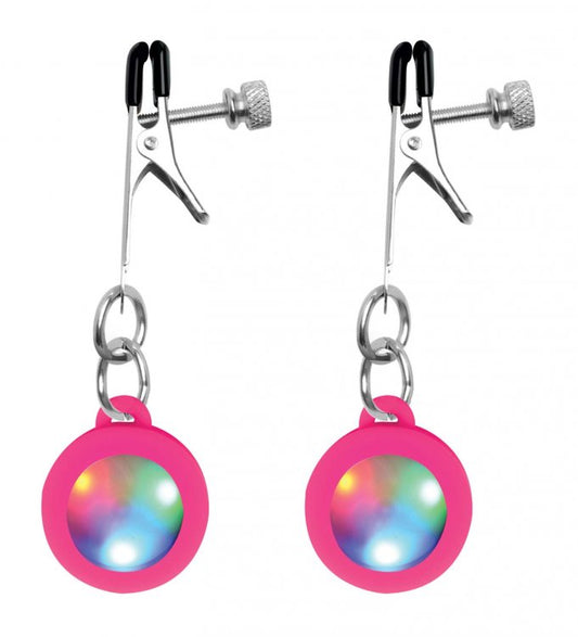 Charmed: Pink Light Up Nipple Clamps with Alligator Ends