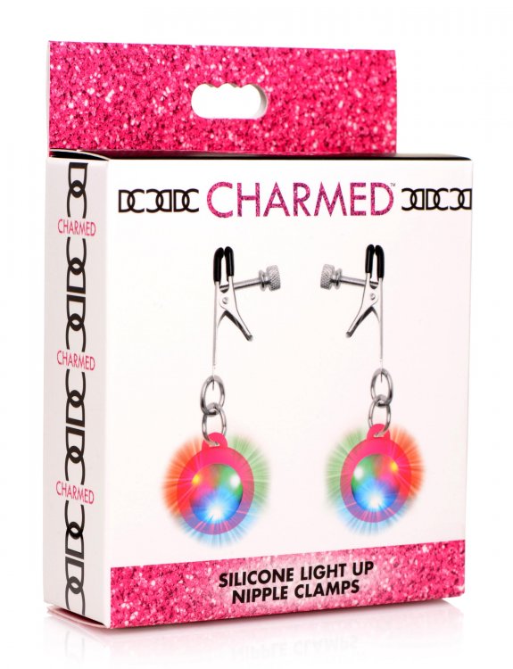 Charmed: Pink Light Up Nipple Clamps with Alligator Ends