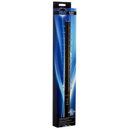 Electro baton with 360° e-stim surface, pinpoint tips, and adjustable intensity for BDSM play. Keywords: e-stim baton, 360 electro baton, Zeus electro baton, e-stim impact toy, pinpoint electro toy, BDSM shock baton, rechargeable e-stim toy, body-safe electro baton, Zeus e-stim BDSM gear, adjustable e-stim baton.