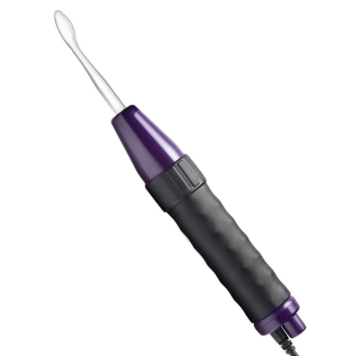 Zeus Deluxe Edition Twilight Violet Wand Kit with glowing glass attachments for customizable electrostimulation.
violet wand kit, electrostimulation wand, BDSM electrosex gear, light display sex toy, travel-friendly electro wand, glowing glass attachments, adjustable electrostimulation, silicone handle wand, Zeus Electrosex
