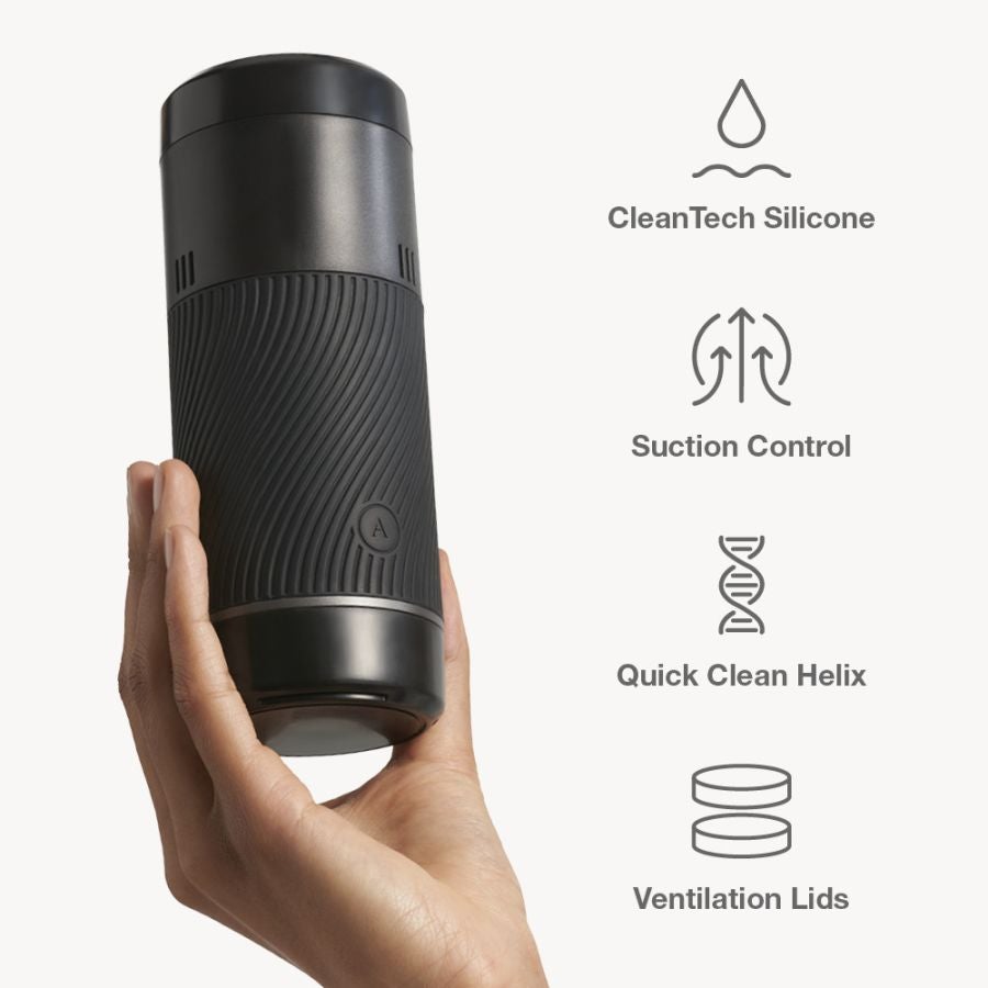 Arcwave Pow manual stroker with Suction Control, CleanTech Silicone, dual entry, and quick-dry ventilation lids.
Keywords: manual stroker, silicone stroker, Suction Control stroker, CleanTech Silicone sleeve, dual-entry stroker, portable male masturbator, hygienic stroker, premium manual stroker, waterproof stroker, natural suction stroker, travel-friendly stroker.