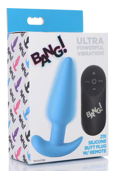 21x Vibrating Silicone Rechargeable Butt Plug with Remote Control | Bang!