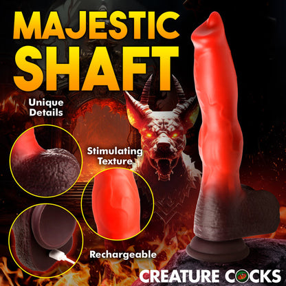 Thrusting and vibrating red canine dildo with knot, suction cup base, and remote control.

canine dildo, thrusting and vibrating dildo, Ramming Hound dildo, fantasy silicone dildo, suction cup dildo, remote-controlled dildo, waterproof silicone toy, rechargeable canine dildo, premium fantasy dildo, knot dildo