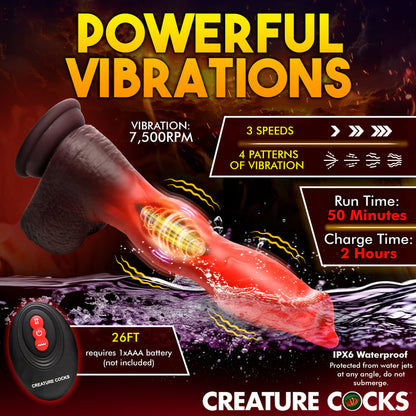 Thrusting and vibrating red canine dildo with knot, suction cup base, and remote control.

canine dildo, thrusting and vibrating dildo, Ramming Hound dildo, fantasy silicone dildo, suction cup dildo, remote-controlled dildo, waterproof silicone toy, rechargeable canine dildo, premium fantasy dildo, knot dildo