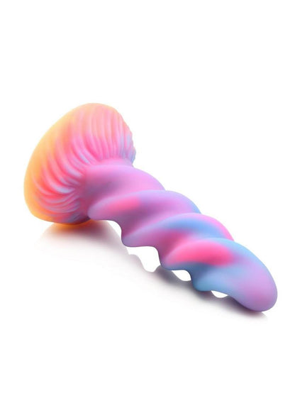 Glow-in-the-dark unicorn dildo with a spiral horn design, suction cup base, and harness compatibility for fantasy roleplay.

unicorn dildo, glow-in-the-dark dildo, spiral horn design, suction cup base, harness compatible, fantasy roleplay toy, body-safe silicone, premium silicone dildo, colorful sex toy, hands-free dildo.