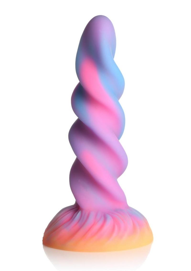 Glow-in-the-dark unicorn dildo with a spiral horn design, suction cup base, and harness compatibility for fantasy roleplay.

unicorn dildo, glow-in-the-dark dildo, spiral horn design, suction cup base, harness compatible, fantasy roleplay toy, body-safe silicone, premium silicone dildo, colorful sex toy, hands-free dildo.