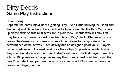 Dirty Deeds Sex Game