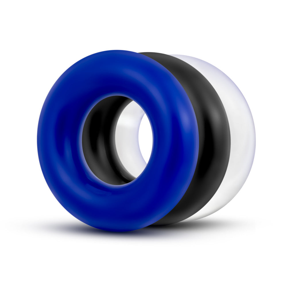 Stay Hard By Blush Donut Penis Rings 3-Pack, colorful cock rings, body-safe TPE, stretchy, enhances stamina and size, compatible with all lubes.

donut penis rings, Stay Hard By Blush, cock ring 3-pack, stamina enhancer, stretchy cock rings, penis girth and length enhancer, reusable cock rings, phthalate-free penis rings, body-safe cock rings, colorful penis rings.