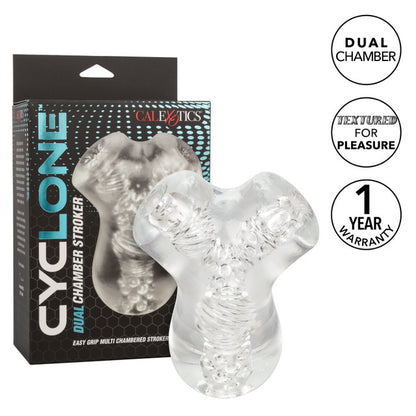Clear, dual-chamber stroker with ribbed design, lifelike material, and easy-clean open end.

dual-chamber masturbator, transparent stroker, lifelike stroker, waterproof masturbator, phthalate-free stroker, easy-clean stroker, intense stimulation stroker, soft stretchy stroker, TPE masturbator.