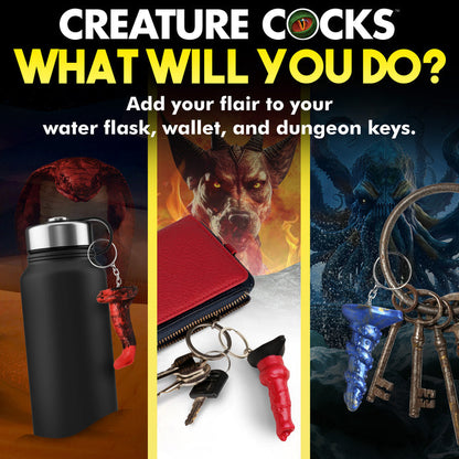 Set of 3 mini fantasy dildo keychains featuring Hell-Hound, Lord Kraken, and King Cobra designs.

fantasy dildo keychain, mini dildo keychains, Creature Cocks keychain set, Hell-Hound keychain, Lord Kraken keychain, King Cobra keychain, novelty fantasy dongs, body-safe silicone keychains, nickel-free keychains, kinky accessories