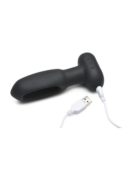 Flickers Bum Flick Flicking and Vibrating Rechargeable Silicone Butt Plug with Remote - Black