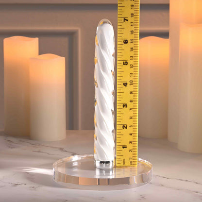 Glass vibrator with a spiral design, 10 vibration speeds, body-safe materials, and temperature play options.

glass vibrator, spiral glass vibrator, body-safe vibrator, temperature play toy, rechargeable glass vibrator, waterproof vibrator, phthalate-free vibrator, borosilicate glass toy, spiral texture vibrator, luxury vibrator