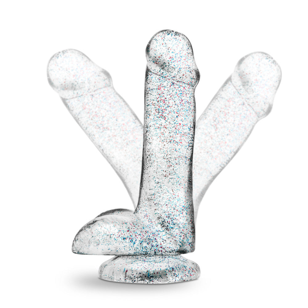Naturally Yours 6 Inch Glitter Cock, sparkling dildo with flexible shaft, suction cup base, and body-safe materials.
glitter dildo, shimmering crystal dildo, soft flexible dildo, suction cup base, harness-compatible toy, body-safe TPE, 6-inch dildo, beginner-friendly dildo, sparkling sex toy