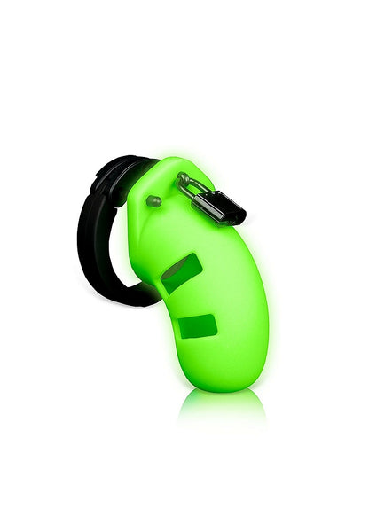 Ouch! Glow in the Dark Model 20 Cock Cage with adjustable rings, glowing design, and durable materials for playful bondage.

glow-in-the-dark cock cage, bondage cock cage, adjustable rings, silicone cock cage, polycarbonate cage, waterproof bondage toy, fluorescent green bondage gear, power play restraint, phthalate-free cock cage, 3.5-inch cock cage.