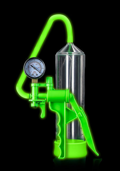 Elite Beginner Pump - Glow in the Dark by Ouch!, featuring a pistol grip, glow-in-the-dark design, and body-safe materials for playful and effective use.

Glow in the Dark penis pump, Ouch Elite Beginner Pump, beginner penis pump, pistol grip pump, glow-in-the-dark pump, body-safe penis pump, phthalate-free pump, waterproof penis pump, enhancement pump, fluorescent green pump, penis pump for beginners.