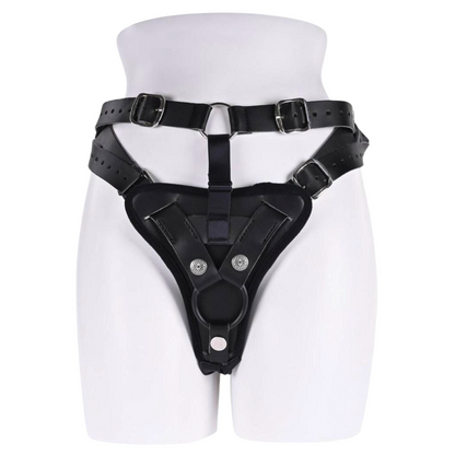 Sportsheets Aurora High Waisted Strap-On Harness, black, 6-way adjustable straps, fits up to 60" hips, interchangeable O-ring, reinforced padding, comfortable and versatile.

high-waisted strap-on harness, Sportsheets harness, adjustable strap-on, interchangeable O-ring harness, oversized dildo harness, 6-way adjustable strap-on, reinforced strap-on harness, comfortable strap-on, BDSM harness.