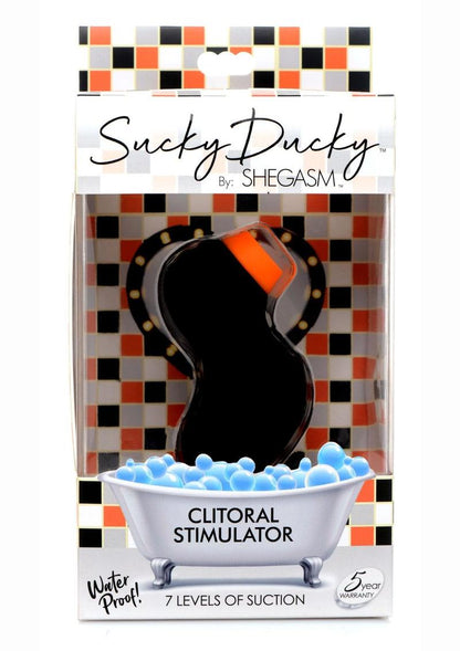 Inmi Shegasm Sucky Ducky Silicone Rechargeable Clitoral Stimulator - Black Compact clit stimulator shaped like a duck, available in Black, Pink, or Yellow, featuring 7 suction intensities, premium silicone material, and waterproof design.
Sucky Ducky, clit stimulator, waterproof clitoral toy, rechargeable clit sucker, 7 suction intensities, premium silicone vibrator, playful clit stimulator, bath-safe vibrator, novelty sex toy, Shegasm clit toy.