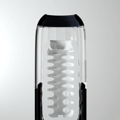 Alex Neo 2 Interactive Thrusting Masturbator, app-controlled, 7 thrusting modes, textured TPE sleeve, rechargeable, interactive adult content compatible.