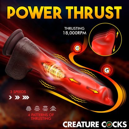 Thrusting and vibrating red canine dildo with knot, suction cup base, and remote control.

canine dildo, thrusting and vibrating dildo, Ramming Hound dildo, fantasy silicone dildo, suction cup dildo, remote-controlled dildo, waterproof silicone toy, rechargeable canine dildo, premium fantasy dildo, knot dildo