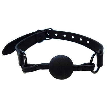 All-black leather ball gag with adjustable buckle strap and rubber ball for BDSM play.

leather ball gag, adjustable ball gag, BDSM accessories, bondage gear, all-black ball gag, 100% leather gag, rubber ball gag, head circumference 44.5–56 cm, BDSM restraints