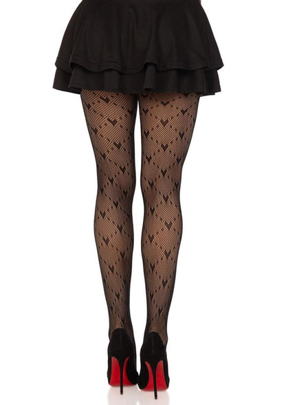 Love Struck Heart Net Tights | White, Red, or Black | Leg Avenue