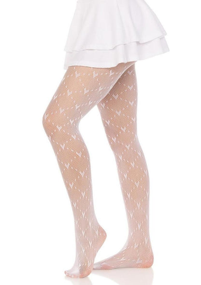 Love Struck Heart Net Tights | White, Red, or Black | Leg Avenue