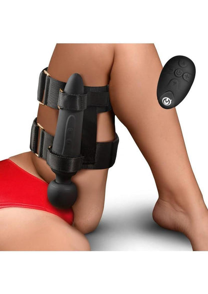Master Series Thunderstick Thigh Strap Rechargeable Vibrating Wand with Harness