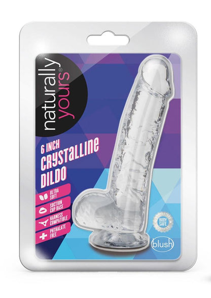 Realistic Crystalline Transparent Dildo with Balls and Suction Cup Base | Naturally Yours By Blush®