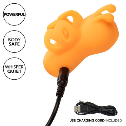 Neon® Vibes The Buzzing Vibe, finger teaser with 10 vibration functions, waterproof silicone design, and rechargeable battery.

finger vibrator, wearable vibe, silicone massager, 10 vibration functions, waterproof vibe, rechargeable finger teaser, travel lock vibrator, IPX7 waterproof vibrator, customizable pleasure toy, orange vibrator