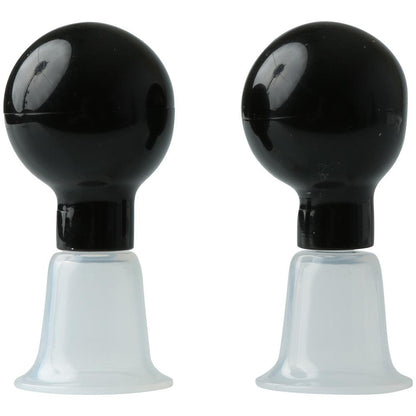 Sportsheets Sex and Mischief Nipple Suckers with flanged base, squeezable bulbs, and durable materials for heightened nipple sensitivity.