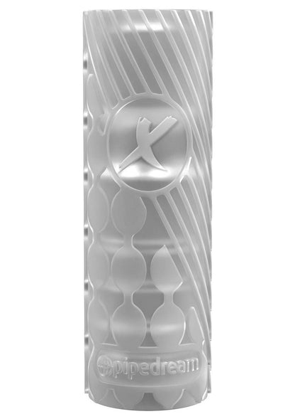 EZ Grip Stroker in black or clear, featuring textured interior ribs, bumps, and canals, with an enclosed bottom for powerful suction and a secure, non-slip grip.