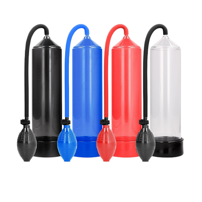 PUMPED Classic Penis Pump with a 9-inch cylinder, silicone sleeve, handheld pump, and quick-release valve. Available in black, blue, clear, or red.

Classic Penis Pump, penis pump for enlargement, black penis pump, blue penis pump, clear penis pump, red penis pump, silicone insertion sleeve, 9-inch cylinder pump, erectile dysfunction pump, penis growth vacuum pump, Shots PUMPED line.