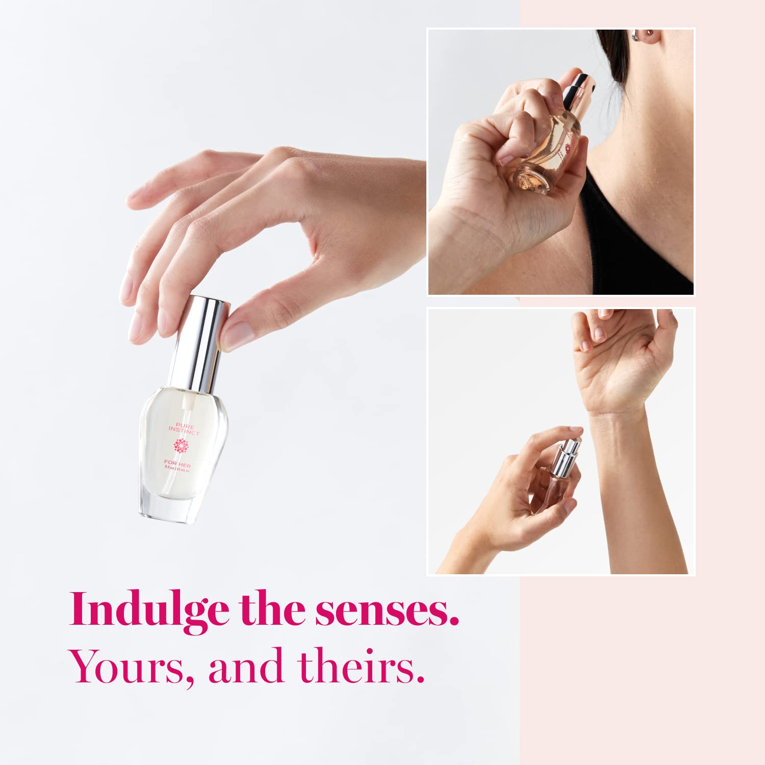 Pure Instinct For Her pheromone-infused perfume, featuring bergamot, tangerine, vanilla, and sandalwood. Clean, cruelty-free, and paraben-free.

Pure Instinct For Her, pheromone perfume, bergamot perfume, vanilla sandalwood scent, paraben-free perfume, cruelty-free fragrance, attract attention perfume, pheromone-infused oil, clean beauty perfume, sensual fragrance for women.