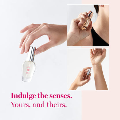 Pure Instinct For Her pheromone-infused perfume, featuring bergamot, tangerine, vanilla, and sandalwood. Clean, cruelty-free, and paraben-free.

Pure Instinct For Her, pheromone perfume, bergamot perfume, vanilla sandalwood scent, paraben-free perfume, cruelty-free fragrance, attract attention perfume, pheromone-infused oil, clean beauty perfume, sensual fragrance for women.